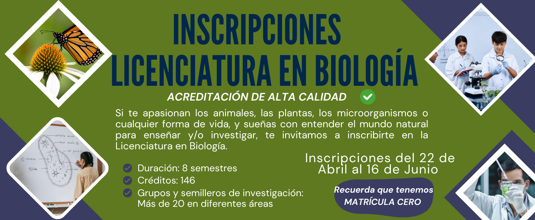 Banner inscripciones licenciatura en biología 