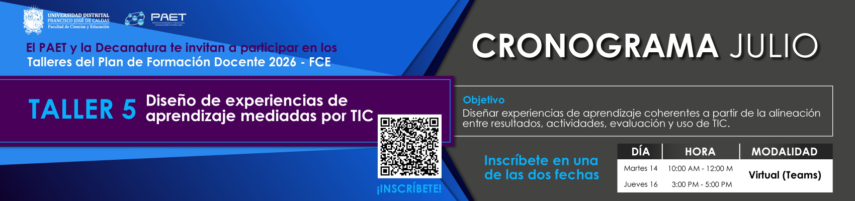 Taller 5: Diseño pedagógico de experiencias de aprendizaje mediadas por TIC