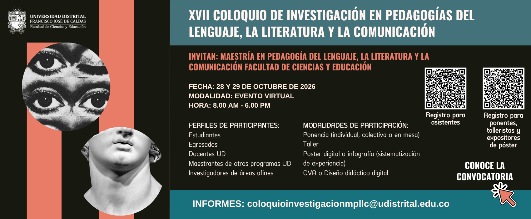 Abren convocatoria para el XVII Coloquio de Investigación en Pedagogías del Lenguaje, la Literatura y la Comunicación