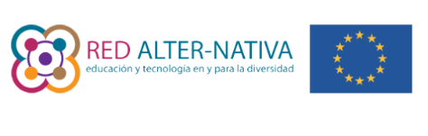 La imagen presenta un logotipo que consiste en el nombre "Red Alter-Nativa" en letras mayúsculas. La palabra "Red" está en color azul, mientras que "Alter-Nativa" se muestra en un tono más oscuro, lo que crea un contraste visual atractivo. El diseño es moderno y limpio, lo que facilita su lectura.  A la derecha del logotipo, se encuentra la bandera de la Unión Europea. Esta bandera es rectangular y de color azul con un círculo de doce estrellas doradas dispuestas en un patrón circular en el centro. Las estrellas representan la unidad y la solidaridad entre los países miembros de la Unión Europea.  El fondo de la imagen es blanco, lo que ayuda a resaltar tanto el texto del logotipo como el símbolo de la bandera. En conjunto, el diseño del logo y la bandera comunican un mensaje de colaboración y enfoque en temas de diversidad y educación, lo que sugiere que la Red Alter-Nativa trabaja para promover estas causas a nivel internacional.