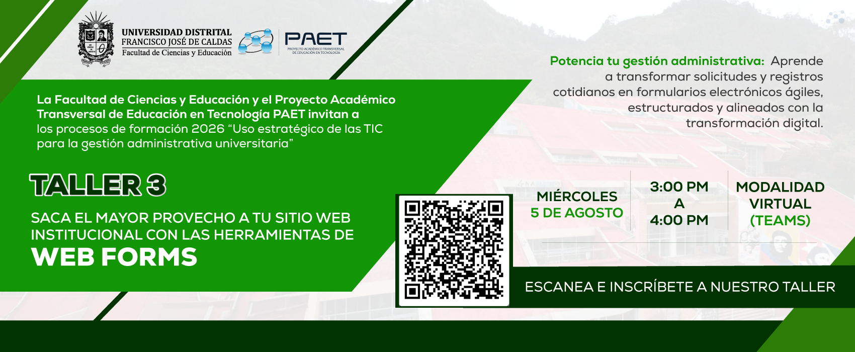 Continuamos con el tercer Taller para administrativos: “Saca el Mayor Provecho a tu Sitio Web Institucional con las Herramientas de Web Forms”