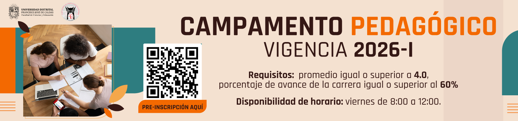 Abierta la preinscripción para el Campamento Pedagógico 2026-1: Liderazgo y autonomía en el territorio