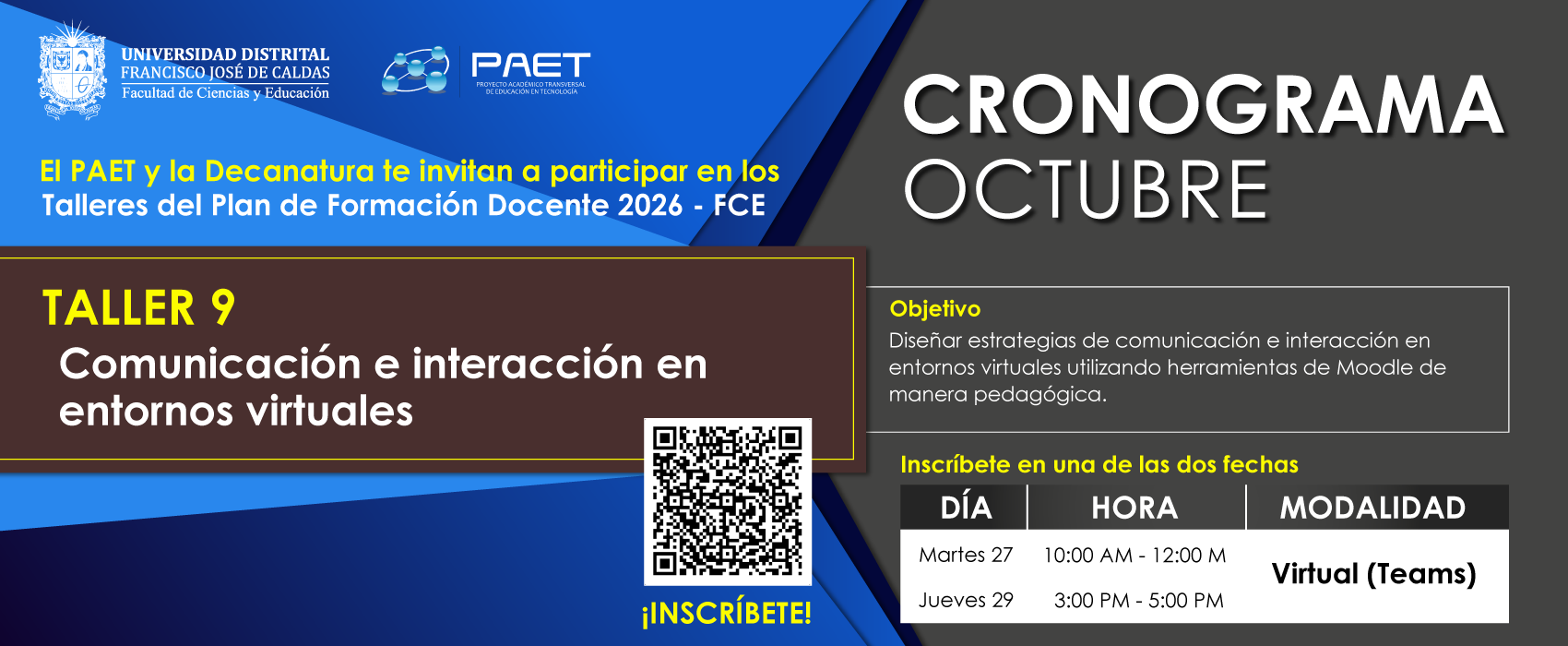 Continuamos con el Taller 9 para el mes de agosto: “Comunicación e interacción en entornos virtuales” 
