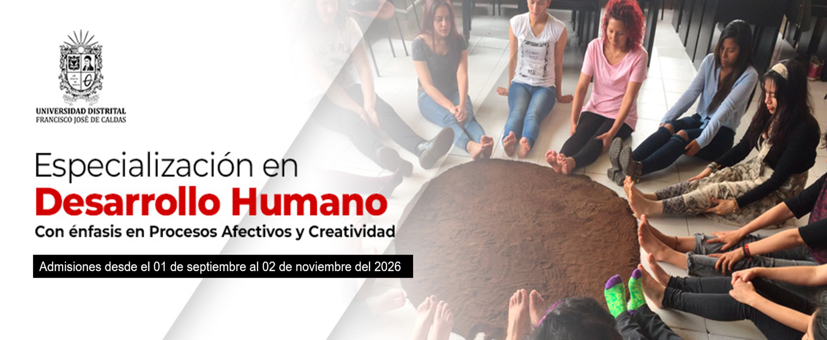 Abierta la convocatoria de admisiones para el período académico 2027-I de la Especialización en Desarrollo Humano con énfasis en Procesos Afectivos y Creatividad.